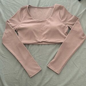 Alo Yoga Built in sports bra cropped long sleeve top Dusty Rose